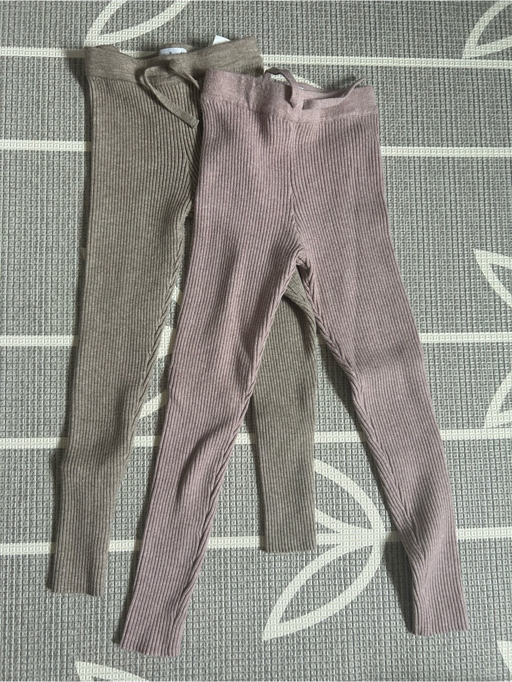 Zara Kids Ribbed Leggings — Mauve Pink & Taupe